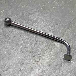 Barra industrial 14G em formato de L - Brinco com ponta plana e rosca interna dupla - Barra de aço cirúrgico - Barra de orelha tipo andaime