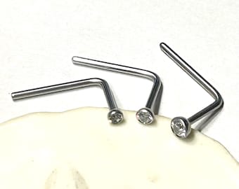 Labret-Nasenpiercing im Monroe-Stil aus Kristall – EINZELN – 2 mm, 2,5 mm, 3 mm Kristall, 20G, 18G, kurzer/langer Bügel
