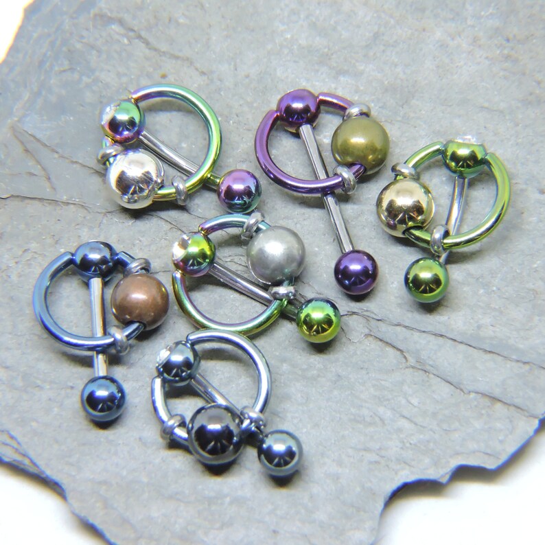 Vertical Hood Piercing Barbell 14G 12G 10G Slave Ring