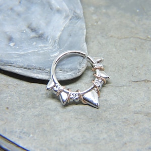 Septum Piercing - 16 Gauge 3/8" Endless Spiked Ring - Wrap in 14K Gold or Sterling Silver - Septum Ring or Daith Hoop Earring