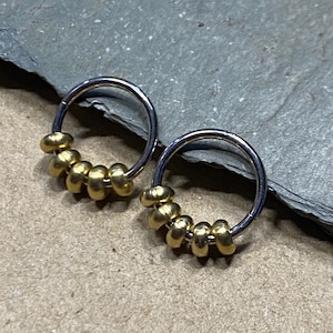 Cartilage Rings 1 or SET of 2 - 5 Beads Helix Tragus Rook Jewelry Clicker Rings 20G 18G 16G 3/8” - 14G 3/8" 1/2" 9/16” 5/8" Daith Clickersl