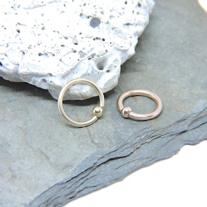 Cartilage Rings 1 or SET of 2 - 14K Yellow or Rose Gold Fill Upper Ear Jewelry 16G 14G Beaded Captive Ring Tragus Helix Daith Rook Snug
