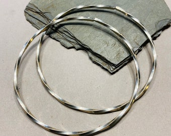 &quot;Set mit 2 abnehmbaren Tunnel-Creolen - Silber, Kupfer oder Bronze - Ersatz verdrehte Creolen - 12G HOOPS - 2 &quot;2,5&quot; 3 &quot;- Ohrgewichte-Aufhänger.&quot;