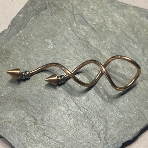 Industrial Barbell - Spiral Beaded Industrial Piercing - Twisted Weave Spiked ROSE GOLD 14G Ear Jewelry - 1 5/8" Waved Scaffold Piercing