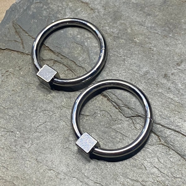 Nipple Clicker Rings SET of 2 Square Beaded 20G 18G 16G 3/8” 14G 3/8" 1/2" 9/16” 5/8" 12G 5/8” Nipple Daith Septum Clickers - Any Piercing