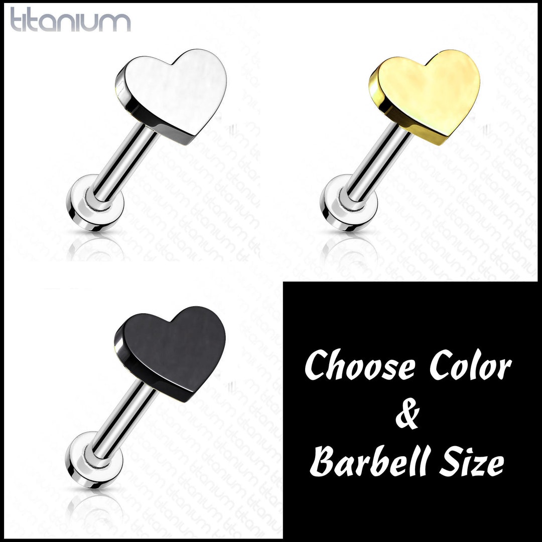 Heart Labret Stud Monroe Piercing Jewelry THREADLESS Barbell TITANIUM