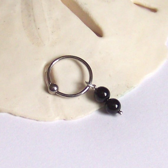 Cartilage Rook Tragus Helix Piercing Black Onyx Hoop Earring | Etsy