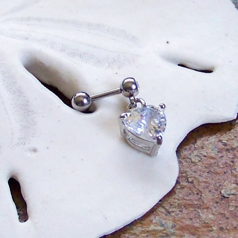 Cartilage Piercing Made to Order Helix Barbell Dangle Heart Crystal Barbell Tragus Barbell Helix Piercing Tragus Piercing