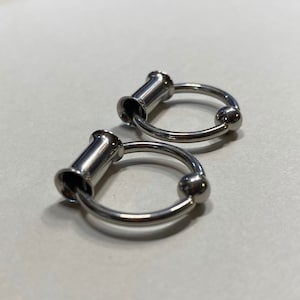 Tunnels With Hoops - 3 Gram Weighted Hoop 12G 5/8” or 3/4&quot; Captive Bead Rings - Sizes 4G to 1&quot; - SET of 2 Tunnels with Hoops