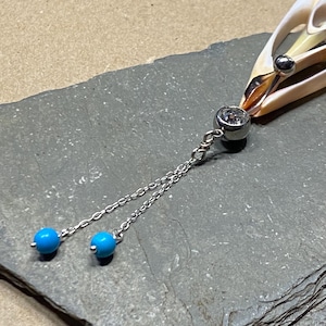 Belly Button Jewelry - Belly Button Ring - Genuine Turquoise and Sterling Chain Belly Button Ring - Belly Ring - Choose Your Length