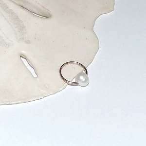 Pearl Captive Bead Ring - 1 or set of 2 - 18G 16G - 5/16" 3/8" Sterling or Gold Filled - Tragus Helix Rook Cartilage Nose Eyebrow Tiny Hoop