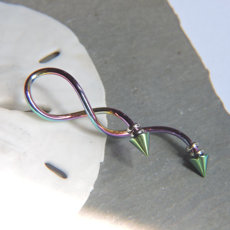 Industrial Barbell SPIKED Spiral Beaded Industrial Piercing Etsy
