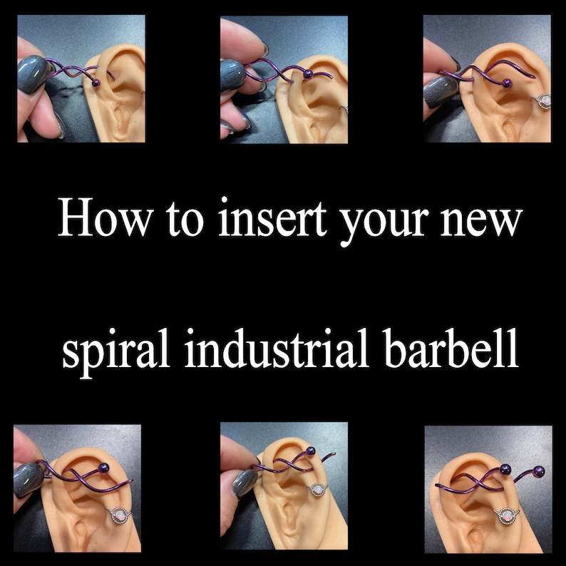 Industrial Barbell Spiral Beaded Industrial Piercing Twisted Weave SILVER Loop 14G Double Ear Piercing 1 5/8 Waved Scaffold Piercing image 5