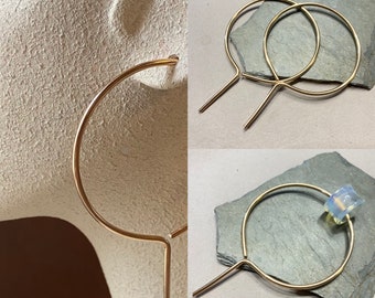 SMOOTH Hoops Set of 2 Replacement Detachable Tunnel Hoops - Gold Silver Copper or Bronze - 12G Hoop pin 2” 2.5” 3” - Ear Weights Hangers