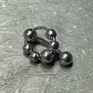 Vertical Hood Piercing Barbell 14G 12G 10G VCH or PA Prince Albert Bar - Straight or Curved Beaded Slave Ring 100% Stainless Piercing Jewelr