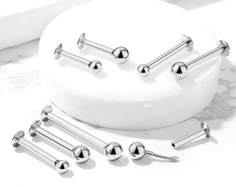 Labret Stud Monroe Piercing Jewelry THREADLESS Barbell SURGICAL Steel or TITANIUM - 16G or 14G - 1/4" 5/16" 3/8" - Lip or Cartilage Barbell