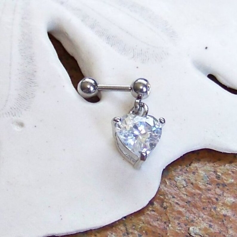 Cartilage Piercing Made to Order Helix Barbell Dangle Heart Crystal Barbell Tragus Barbell Helix Piercing Tragus Piercing