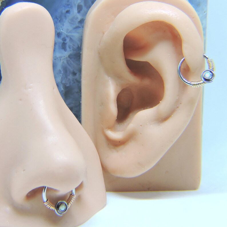 16G 38 14K Yellow or Rose Gold 925 Sterling Wire Wrap Hoop Endless Hoop Ring Septum Tragus Rook Daith Helix Cartilage Jewelry