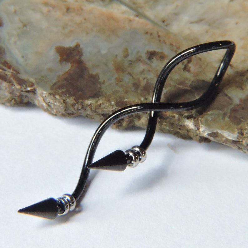 Industrial Barbell SPIKED Spiral Beaded Upper Ear Piercing Etsy