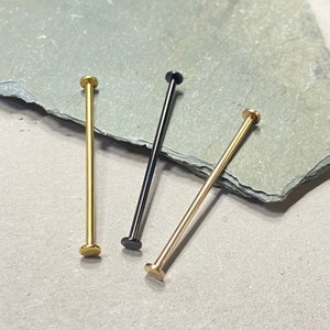 Piercing de barra industrial com rosca interna, ponta plana - 14G, 1 1/2" Scaffold, barra superior para orelha - escolha a cor da barra