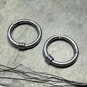 Nipple Rings - 1 or SET of 2 - Ribbed Bead Nipple Jewelry Clicker Rings 20G 18G 16G 3/8” - 14G 3/8&quot; 1/2&quot; 9/16” 5/8&quot; Daith Clickers -l