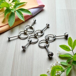 Industrial Barbell - Moveable Center Beaded Double Loop Industrial Bar Piercing 16G 1 1/2” Crystal Double Ear Piercing Bar Upper Ear Jewelry