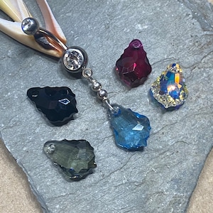 LIMITED EDITION Belly Button Jewelry - Belly Button Ring - Body Piercing - Sterling Silver and Baroque Cut Crystal - Choose Color