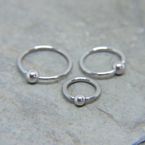 Triple Helix - Tragus - Cartilage Captive Bead Rings - 18G or 16G or 14G SET of THREE - ONE of Each 1/4" 5/16" 3/8" - Cartilage Rook Snug
