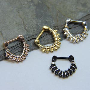 SALE 100% Surgical Steeel Septum Clicker 16G 1/4" Mini Daith Clicker Nose Ring - 4 Colors - Sterling or 14K Yellow or Rose Gold Fill Wrap