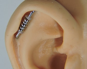 Barra de grapa para oreja superior, flotante, industrial, 14 g - Elija longitud/tamaño de bola