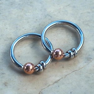 Copper Nipple Rings CBR - ONE or Set of TWO - Earrings - 14G Captive Bead Ring
