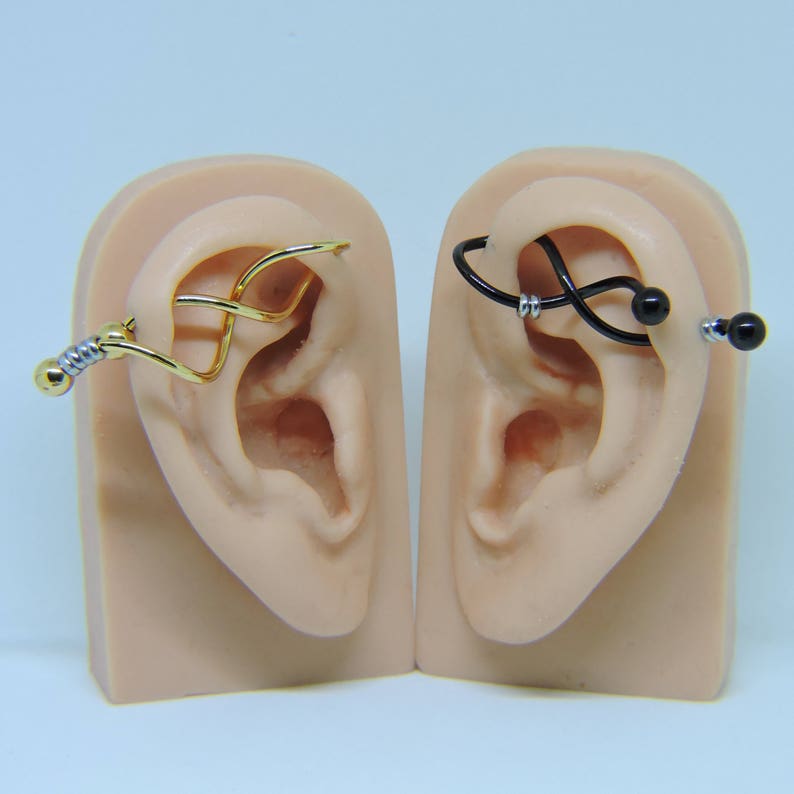 Industrial Barbell Spiral Beaded Industrial Piercing Etsy