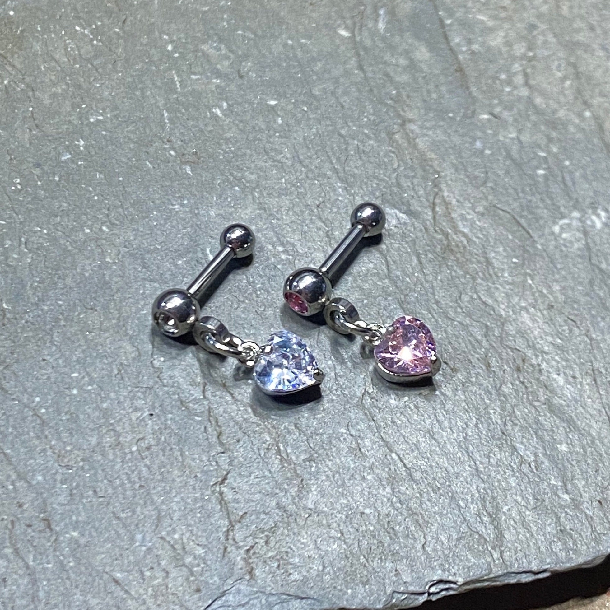 2 Orecchini A Perno Per Cartilagine A Forma Di Cuore In Argento 925 - Ipoallergenici, Per Tragus, Helix, Lobo, Regalo Per Donne E Ragazze