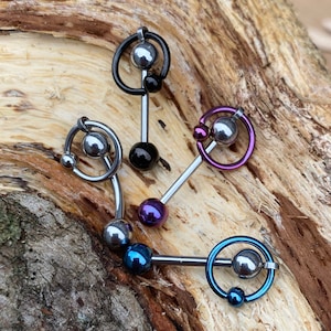Vertical Hood Piercing Barbell 14G 12G 10G VCH Bar Straight or Curved Bar - Hoop Top Slave Clit Ring Intimate Jewelry - 6 COLORS Available