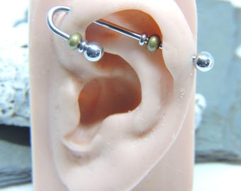 Industrial Barbell - Beaded Industrial Piercing - 14G Ear Bar - 1 1/4" or 1 1/2" Looped Switchback Scaffold Piercing - Choose Ball End Color