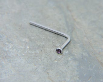 Labret Monroe Snakebite Piercing - Micro 2mm Crystal Inlaid 20G or 18G Fishtail Long or Short Piercing Bar Nose Bone L Shaped - 10 COLORS