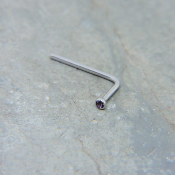 Labret Monroe Snakebite Piercing - Micro 2mm Crystal Inlaid 20G or 18G Fishtail Long or Short Piercing Bar Nose Bone L Shaped - 10 COLORS
