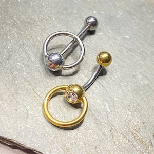 Simple Gold or Silver Vertical Hood Piercing Barbell VCH 14G 12G 10G 8G Straight or Curved Bar - Christina or Prince Albert Jewelry