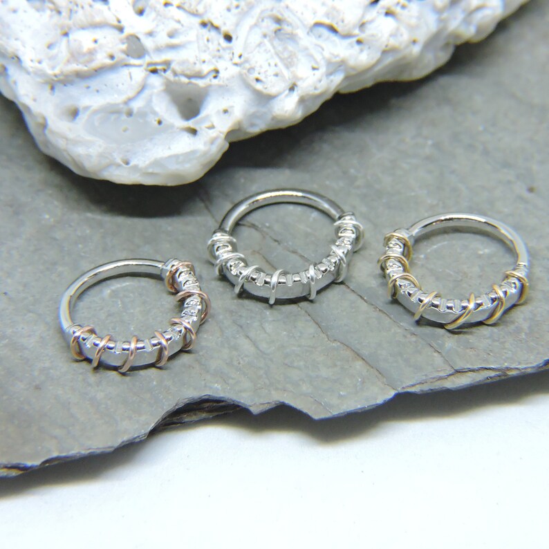 16G 38 14K Yellow or Rose Gold 925 Sterling Wire Wrap Hoop Endless Hoop Ring Septum Tragus Rook Daith Helix Cartilage Jewelry