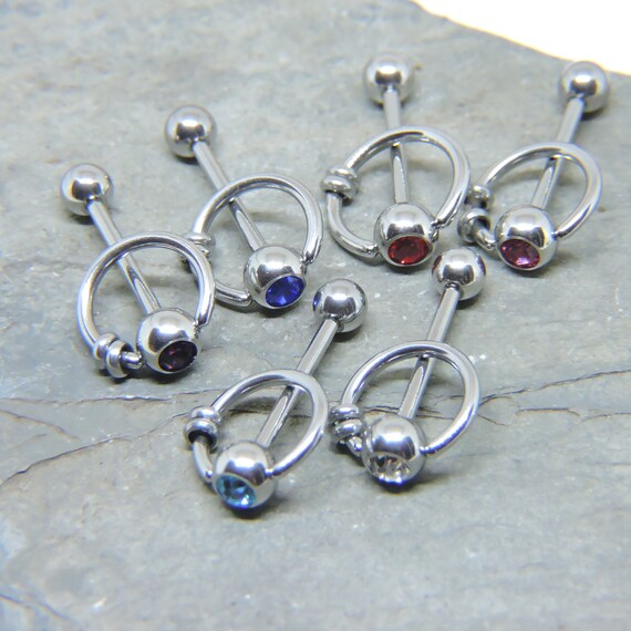 thumbnail image 2 of Tongue Rings Plastic With Stainless Steel Tongue Ring Nipple Rings Multi Color Tongue Nipple Piercing Jewelry 16mm Body Piercing 2 of 11