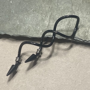 Industrial Barbell SPIKED Spiral Beaded Upper Ear Piercing - Twisted Weave BLACK 14G Double Ear Bar 1 3/4” Scaffold Piercing - 3 Spike Sizes