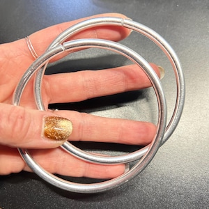 Set of Aluminum Detachable Tunnel Hoops 8G 6G 4G - 2.5” 3” 3.5” Silver Hoops