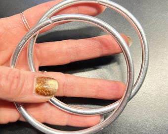 Set of Aluminum Detachable Tunnel Hoops 8G 6G 4G - 2.5” 3” 3.5” Silver Hoops
