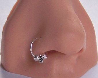 Endless Hoop Nose Ring - Sterling Silver 22 or 20 or 18 Gauge 8 or - 10mm - Nose Hoop Septum Ring Nose Loop - or Tragus - Cartilage - Helix
