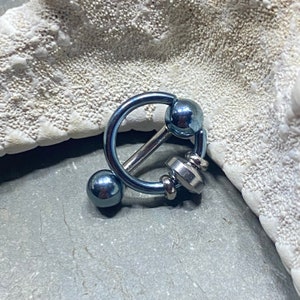 Blue Beaded Vertical Hood Piercing Jewelry 14G 12G 10G Slave Ring PA ...