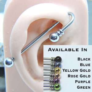 Industrial Barbell - Beaded Industrial Piercing - 14G Ear Bar Jewelry - 1 1/4" 1 3/8” 1 1/2" Looped Switchback Scaffold Double Ear Piercing