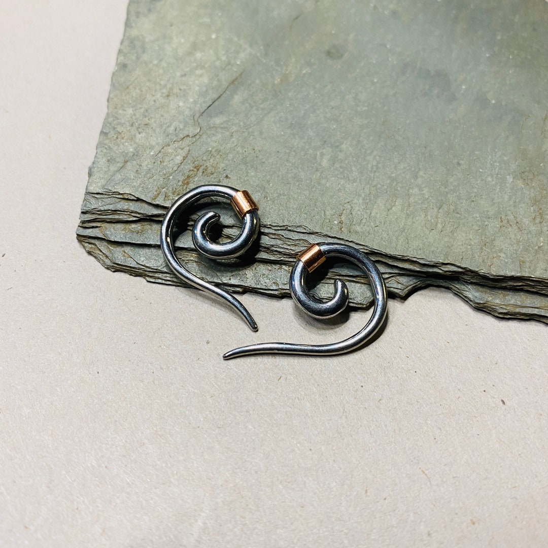 Spiral Tapers SET of 2 12G Copper Accent Beaded Ear Tapers Spiral