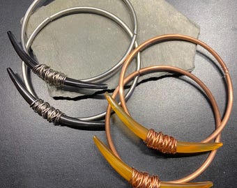 Aros de túnel desmontables con punta de hueso, 12 g, 10 g, 2,5" y 3" de oro, plata, cobre y bronce, con calibre