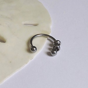 Cartilage Ring - Tragus Helix Rook Snug - 16 Gauge - Beaded Horseshoe Universal Piercing Jewelry - Choose Ring Size 1/4" 5/16" 7/16" 1/2"