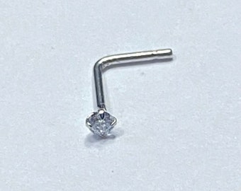 Nose Labret Monroe Snakebite Piercing - 2.5mm Prong Set Clear Crystal 20G Fishtail Piercing Nose Bone L Shaped